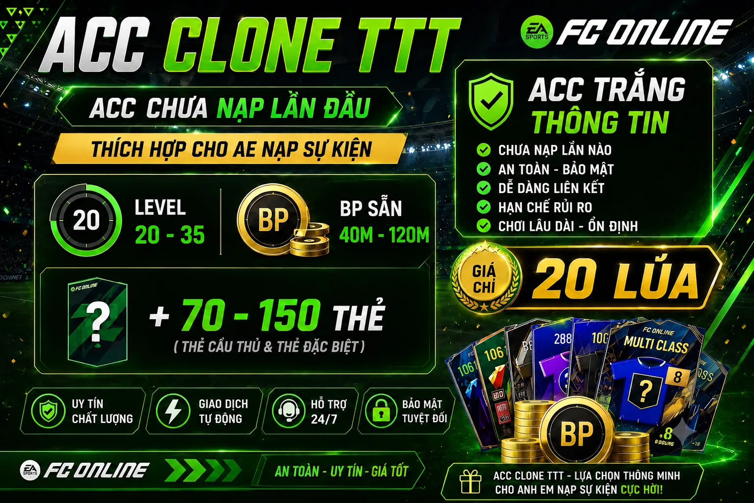 CLONE TTT  LV 20 - 35 ( CÓ BP + THẺ )